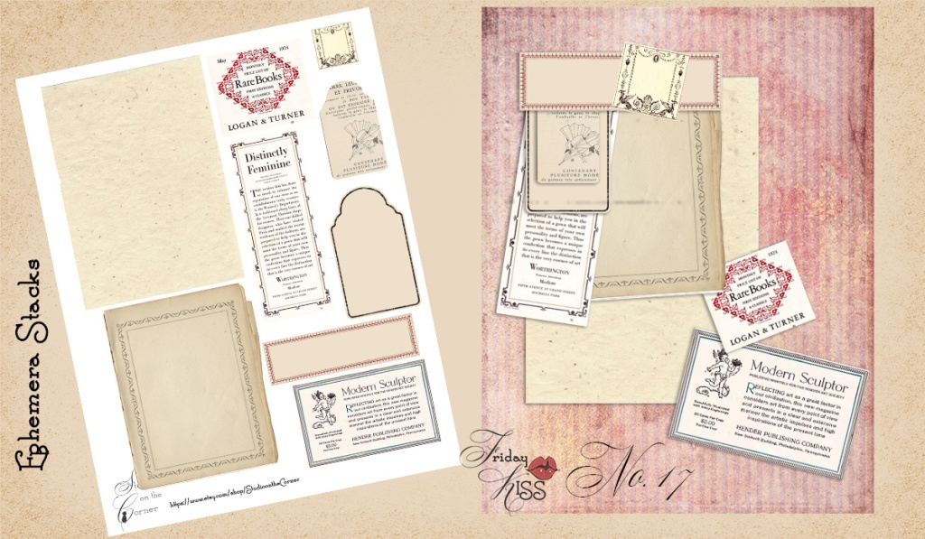 Friday KISS freebie, a sheet of ephemera to create stacks for junk journals, scrapbooking, and paper crafting. 